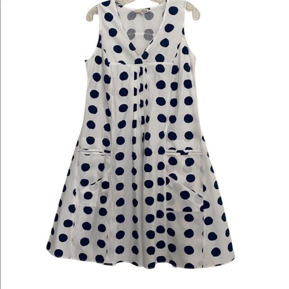 Cali Girls Blue and white polkadot dress size XS.